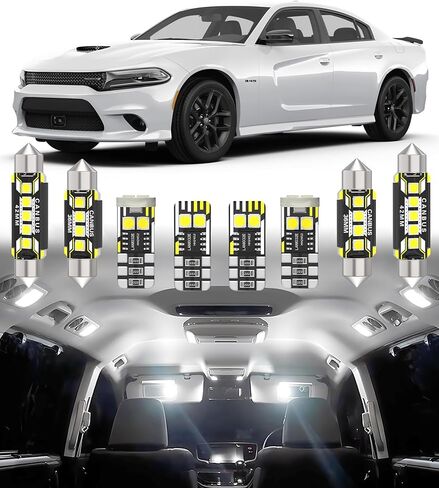 استبدال ضوء LED داخلي للسيارة BMT xms لسيارة دودج تشارجر كرايسلر 300 300C 2011-2023، حزمة مصابيح إضاءة داخلية فائقة السطوع 6000K، 17 قطعة in Saudi Arabia