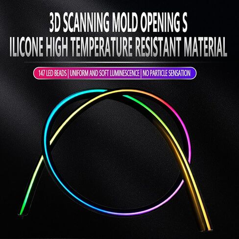 شريط إضاءة LED داخلي للسيارة من الأكريليك مع مفتاح تنشيط الحركة، إضاءة نيون محيطة مقاس 55.1 بوصة، ألوان RGB، التحكم في التطبيق/اللمس، مزامنة الموسيقى in Kuwait