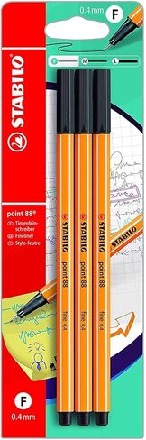STABILO Fineliner point 88 - Black Ink Fineliner Pen - 2 x Blister Packs of 3-6 Pens in Saudi Arabia