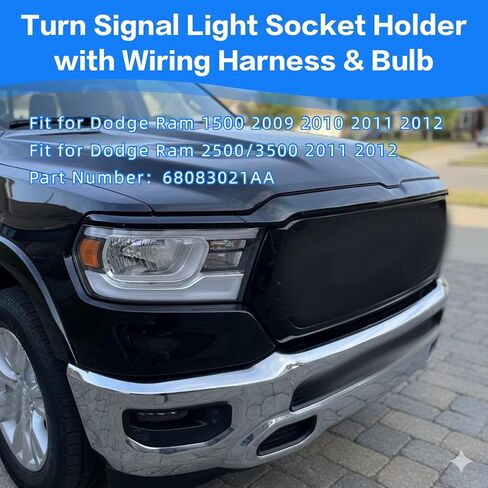 2Pcs Turn Signal Light Socket Holder with Wiring Harness Bulb Fit for Dodge Ram 1500 2009-2012 & 2500/3500 2011-2012 Front Turn Signal Lamp Socket Connector Assembly Replace 68083021AA in Saudi Arabia