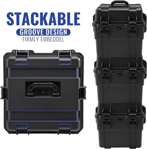 صندوق تخزين تسجيلات الفينيل القابل للتكديس يحمل 110 سجلاً | رغوة واقية عالية الكثافة | صندوق تخزين ذو قشرة صلبة مع غطاء ومقابض | مجموعة حافظات منظم ألبومات LP القيمة مقاس 7/10/12 بوصة in Kuwait