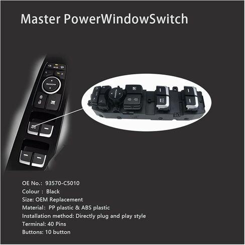 93571-C5010 متوافق مع مفتاح التحكم في نافذة الطاقة الأمامية اليسرى لكيا سورينتو SUV 2016-2020 93571-C5200 93571-C5310 93570-C5100(93571-C5310) in Kuwait
