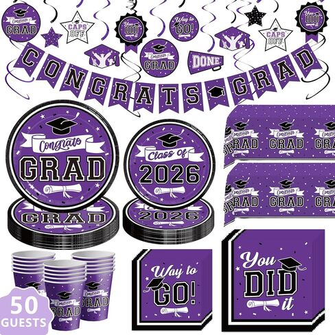 DAZONGE Graduation Decorations Class of 2024 Orange, Disposable Graduation Party Supplies for 50 Guests, 2024 Graduation Party Decorations Tableware Set, Congrats Grad Banner and Hanging Swirls in Kuwait