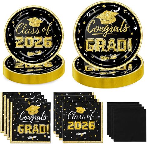 أطباق ومناديل حفلات التخرج 2024، لوازم حفلات التخرج، أطباق ورقية للاستعمال مرة واحدة، مناديل زخرفية، مناديل كوكتيل لتزيين حفلات التخرج المارونية والذهبية، تخدم 50 in Kuwait