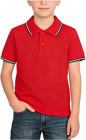 Kids School Uniforms Boys Casual Short Sleeve Lapel Button Closure Blouse Back to School Pullover Shirts Size 2-13 in Saudi Arabia
