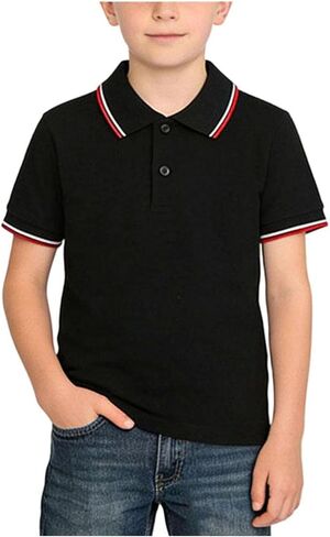 Kids School Uniforms Boys Casual Short Sleeve Lapel Button Closure Blouse Back to School Pullover Shirts Size 2-13 in Saudi Arabia