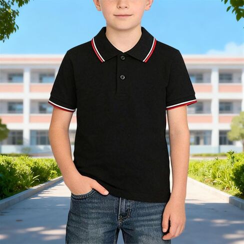 Kids School Uniforms Boys Casual Short Sleeve Lapel Button Closure Blouse Back to School Pullover Shirts Size 2-13 in Saudi Arabia