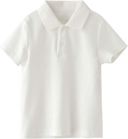 Boys Uniform Shirt Casual Solid Color Short Sleeve Soft Collared Blouses Trendy Summer Back to School Tops Size 1-14 in Saudi Arabia