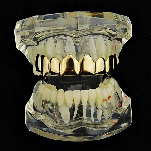 فانغ جريلز مطلية بالذهب عيار 14 قيراط 8 أنياب أسنان علوية ثماني قطع من الرخويات الهيب هوب مصاص دماء الفم الشوايات in Kuwait