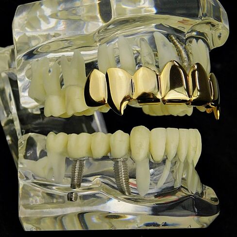 فانغ جريلز مطلية بالذهب عيار 14 قيراط 8 أنياب أسنان علوية ثماني قطع من الرخويات الهيب هوب مصاص دماء الفم الشوايات in Kuwait