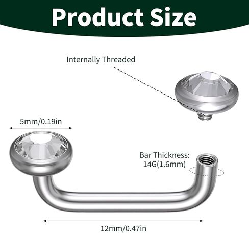 14G Tragus Piercing Jewelry, CZ Flat Bar Anti Eyebrow Piercing Jewelry, Internally Threaded Staple Bar Piercings Jewelrys, for Eyebrows and Collarbone in Saudi Arabia