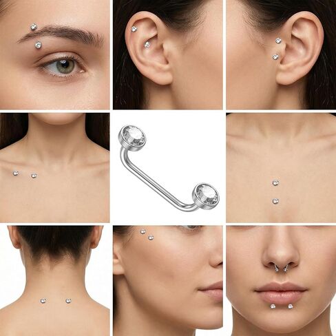 14G Tragus Piercing Jewelry, CZ Flat Bar Anti Eyebrow Piercing Jewelry, Internally Threaded Staple Bar Piercings Jewelrys, for Eyebrows and Collarbone in Saudi Arabia