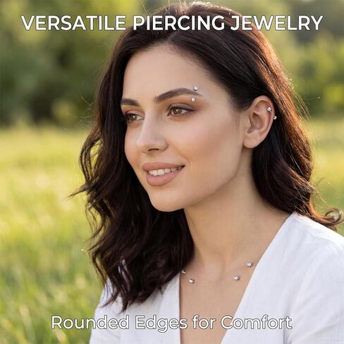 14G Tragus Piercing Jewelry, CZ Flat Bar Anti Eyebrow Piercing Jewelry, Internally Threaded Staple Bar Piercings Jewelrys, for Eyebrows and Collarbone in Saudi Arabia