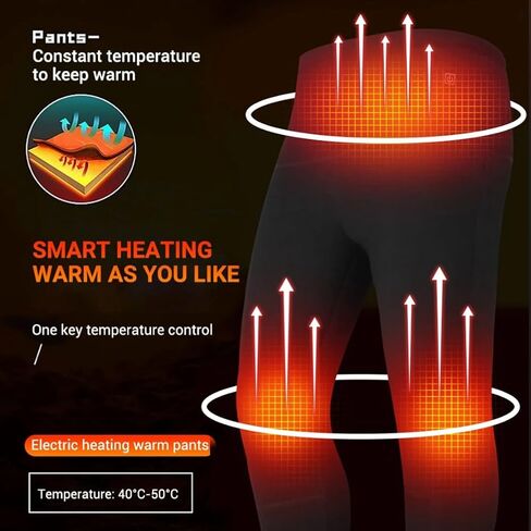 مجموعة ملابس داخلية حرارية للرجال 28 منطقة USB للتدفئة الكهربائية سترة تزلج شتوية سراويل طويلة جونز، أسود، 6XL in Kuwait