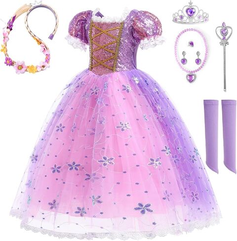 Purple Dress Princess Costume Girls Dress Up for Birthday Party Christmas Theme Outfit Accessory in Saudi Arabia