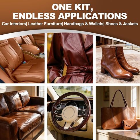 منظف ​​وبلسم جلد للأريكة: مجموعة العناية الكاملة بخطوتين للأثاث الداخلي للسيارة وحقائب الأحذية والأريكة والسترات in Kuwait