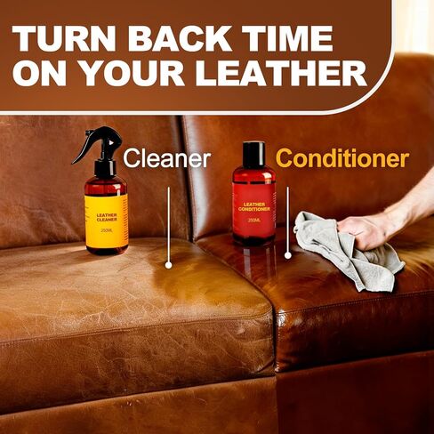 منظف ​​وبلسم جلد للأريكة: مجموعة العناية الكاملة بخطوتين للأثاث الداخلي للسيارة وحقائب الأحذية والأريكة والسترات in Kuwait