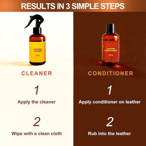 منظف ​​وبلسم جلد للأريكة: مجموعة العناية الكاملة بخطوتين للأثاث الداخلي للسيارة وحقائب الأحذية والأريكة والسترات in Kuwait