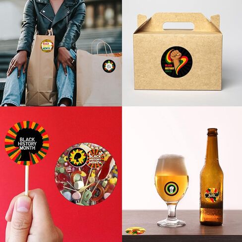 20 Sheets Black History Month Stickers Decals BHM Party Favors Black History Party Supplies African American Heritage Party Circle Sticker Labels | African American Festival Decorations in Kuwait