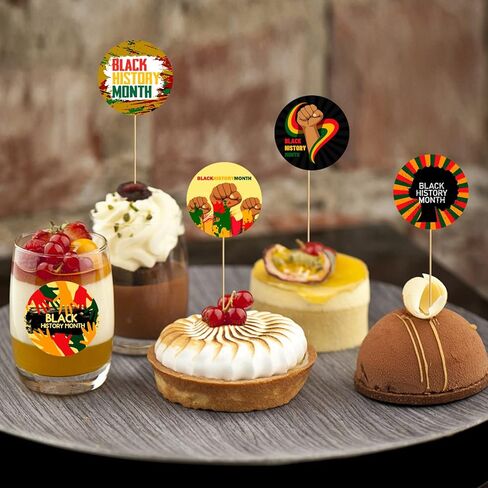 20 Sheets Black History Month Stickers Decals BHM Party Favors Black History Party Supplies African American Heritage Party Circle Sticker Labels | African American Festival Decorations in Kuwait