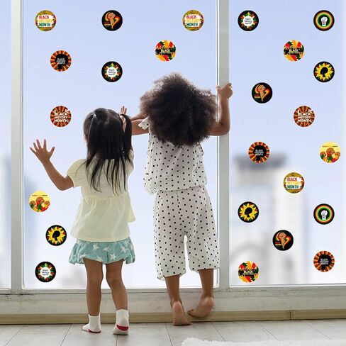 20 Sheets Black History Month Stickers Decals BHM Party Favors Black History Party Supplies African American Heritage Party Circle Sticker Labels | African American Festival Decorations in Kuwait