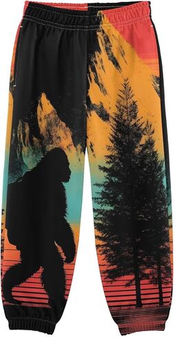 Kids Sweatpants Retro Sasquatch Print, Boys Girls Thick Casual Sports Pants 3T in Saudi Arabia