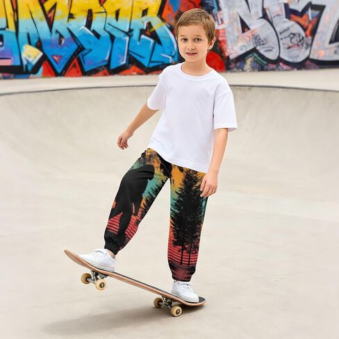 Kids Sweatpants Retro Sasquatch Print, Boys Girls Thick Casual Sports Pants 3T in Saudi Arabia