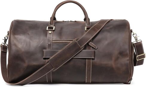 Men's Leather Duffel Bags Sport Vintage Travel Gym Bag Weekender Overnight Classic Gift Genuine Carry on Bag (Brown, 22 Inch) in Saudi Arabia