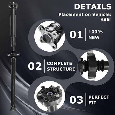 PartsFlow 56.3 بوصة عمود محرك خلفي من الفولاذ، عمود محرك عمود دعامة متوافق مع 2006 BMW 325i لـ 2007 2008 2009 2010 2011 2012 2013 BMW 328i 936-339 in Kuwait