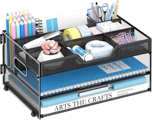 Daltack 3-Tier Paper Organizer with Handle, Mesh Desk Organizer Letter Tray, Paper Tray Organizer File Organizer for A4 File Folder，Black in Saudi Arabia