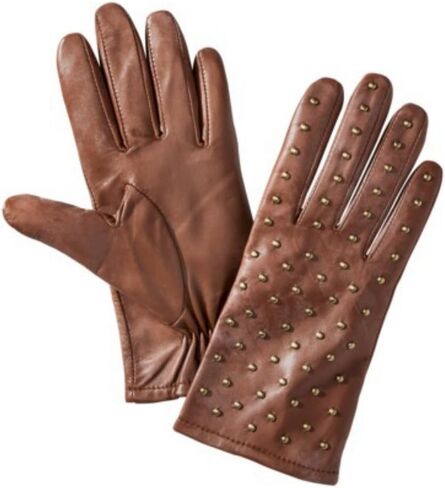 Merona Womens Brown Leather Gloves with Metal Stud Fronts Small/Medium in Saudi Arabia