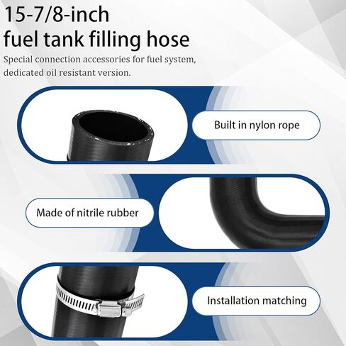 1 3/4 inch Fuel Filler Neck Hose With 4 Clamps, 15 7/8" Length Reinforced Gas Tank Hose (90 Degree, 1.75" ID) in Kuwait