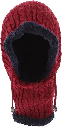Neck Warmer Hat with Scarf Unisex Knitted Thickened Cap for Outdoor Activities Comfortable Fit for Skiing Cycling Running and Hiking Red in Saudi Arabia