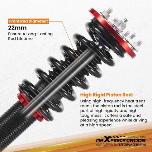 maxpeedingrods Coilovers لهوندا أكورد 2008-2012، لـ Acura TSX 2009-2014، طقم تعليق كويلوفر قابل للتعديل، طقم خفض ممتص الصدمات مسبقًا، أحمر in Kuwait
