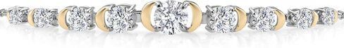 Gem Stone King Round Lab Grown Diamond 1.70 Cttw Graduated Bracelet For Women | 925 Silver and 10K Yellow Gold | DEF Color | VVS-VS Clarity | Adjustable Bolo Bracelet | Easy-On Easy-Off in Saudi Arabia