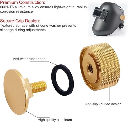 8 قطع من مثبتات خوذة اللحام المصنوعة من سبائك الألومنيوم مع غسالات سيليكون مضادة للانزلاق - ملحقات خطوط الأنابيب المتينة (ذهبي) in Kuwait