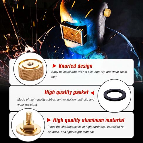 8 قطع من مثبتات خوذة اللحام المصنوعة من سبائك الألومنيوم مع غسالات سيليكون مضادة للانزلاق - ملحقات خطوط الأنابيب المتينة (ذهبي) in Kuwait