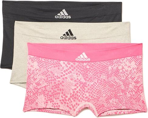 adidas Women's Seamless Boyshort Underwear Multipack, Pink Snake/Heather Grey/Black, Small in Saudi Arabia