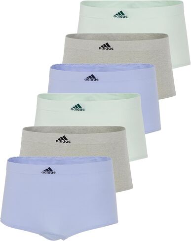 adidas Women's Seamless Boyshort Underwear Multipack, Blue Dawn Scallop/Heather Grey/Linen Green, Large in Saudi Arabia
