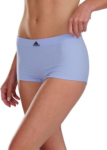 adidas Women's Seamless Boyshort Underwear Multipack, Blue Dawn Scallop/Heather Grey/Linen Green, Large in Saudi Arabia