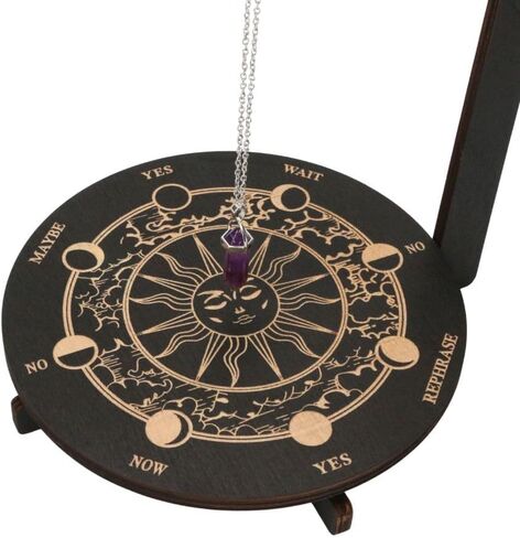 Wood Pendulum Display Holder Stand – Wood Wooden Pendulum Board with Crystal Holder Rotating Jewelry Pendulum Stand, Exquisite Moon Phase Design for Living Room, Yoga, Meditation Room Decor in Saudi Arabia