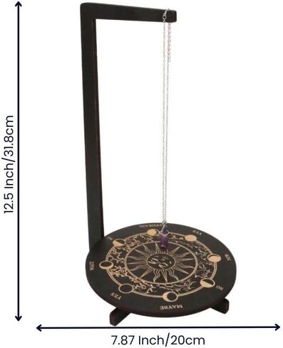 Wood Pendulum Display Holder Stand – Wood Wooden Pendulum Board with Crystal Holder Rotating Jewelry Pendulum Stand, Exquisite Moon Phase Design for Living Room, Yoga, Meditation Room Decor in Saudi Arabia