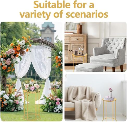 طاولة بقاعدة ذهبية مقاس 21.6 × 9.8 بوصة من GRETJOB - طاولة جانبية مميزة لغرفة المعيشة، وديكور الزفاف والحفلات، وحامل النباتات، وحامل عرض الكيك والحلوى لقطعة مركزية للحدث in Kuwait