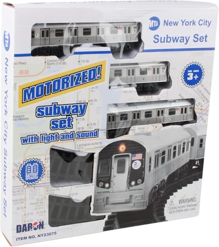 New York MTA New York City 3 Pc. Battery Operated Train Set with Track ,39" X 25",Silver in Kuwait