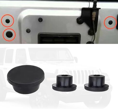 3 PCS Tailgate Plugs, Rear Tailgate Rubber Plug Seal, Waterproof Spare Tire Delete Hole Fill, Easy No-Tool Installation, Compatible with Wrangler (Black) in Saudi Arabia