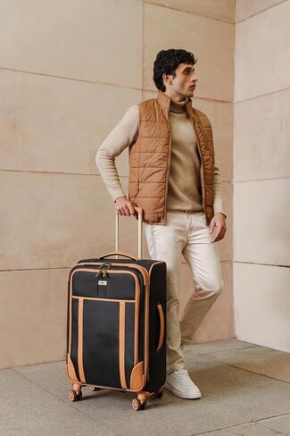 Dockers Seahorse Softside Expandable 8-Wheel Spinner Travel Checked Luggage, 3-Piece Set, New British Khaki in Saudi Arabia