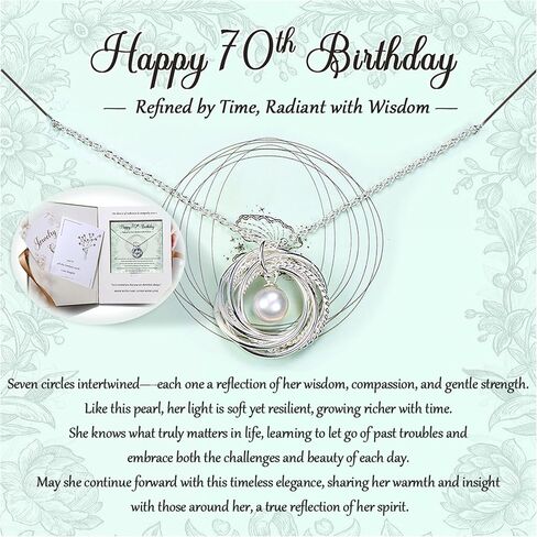 Krfy Birthday Gifts for Women Unique 925 Sterling Silver Necklace with Pearl 1ct Moissanite 30/40/50/60/70/80/90th Birthday Present for Mom Turning 30 40 50 60 70 80 90 Years Old Birthday Card for Her in Saudi Arabia