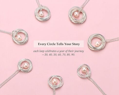 Krfy Birthday Gifts for Women Unique 925 Sterling Silver Necklace with Pearl 1ct Moissanite 30/40/50/60/70/80/90th Birthday Present for Mom Turning 30 40 50 60 70 80 90 Years Old Birthday Card for Her in Saudi Arabia
