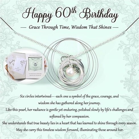 Krfy Birthday Gifts for Women Unique 925 Sterling Silver Necklace with Pearl 1ct Moissanite 30/40/50/60/70/80/90th Birthday Present for Mom Turning 30 40 50 60 70 80 90 Years Old Birthday Card for Her in Saudi Arabia