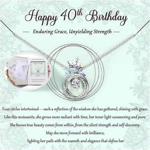 Krfy Birthday Gifts for Women Unique 925 Sterling Silver Necklace with Pearl 1ct Moissanite 30/40/50/60/70/80/90th Birthday Present for Mom Turning 30 40 50 60 70 80 90 Years Old Birthday Card for Her in Saudi Arabia